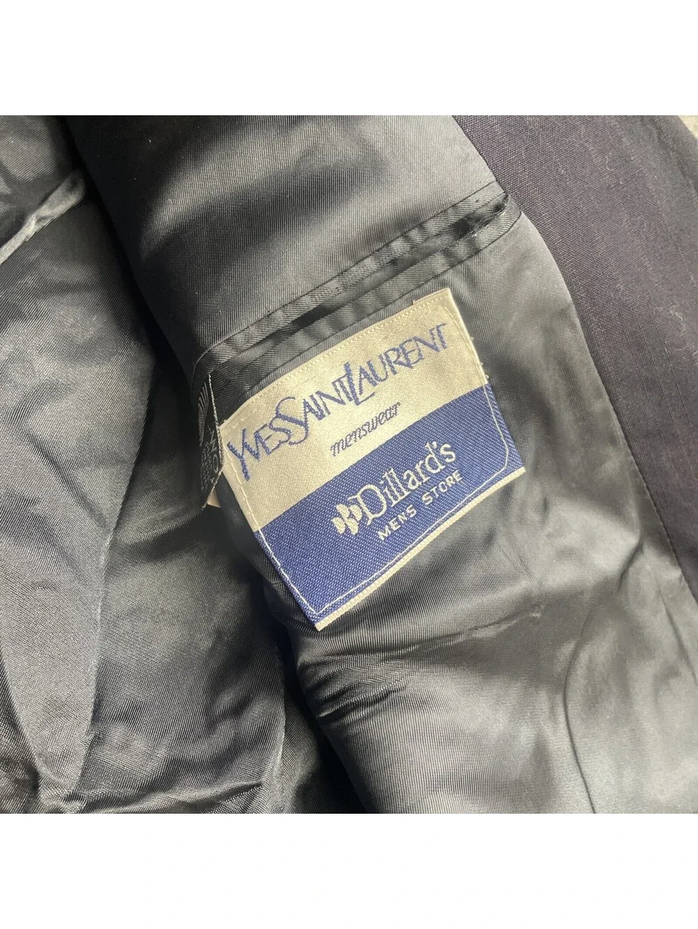 Yves Saint Laurent Vintage Wool Blazer Made in France Navy Pinstripe 38R